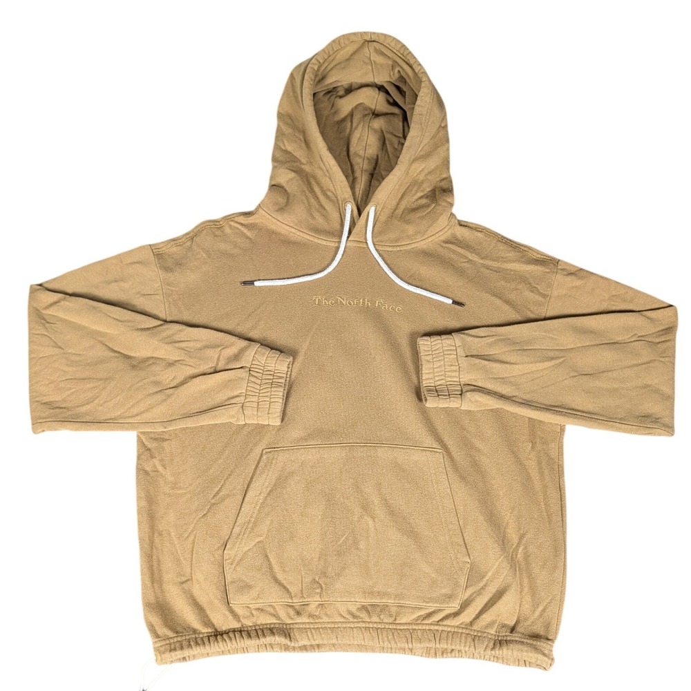 The North Face Hoodie Womens Medium Tan Embroidered Logo Cinch Hem Good